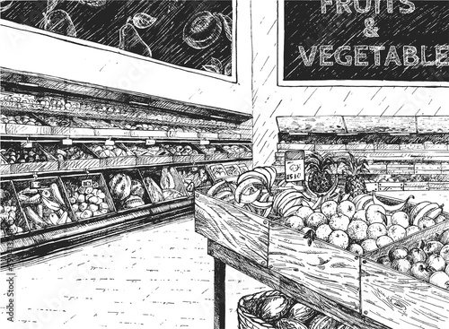 Fruit and vegetable in supermarket