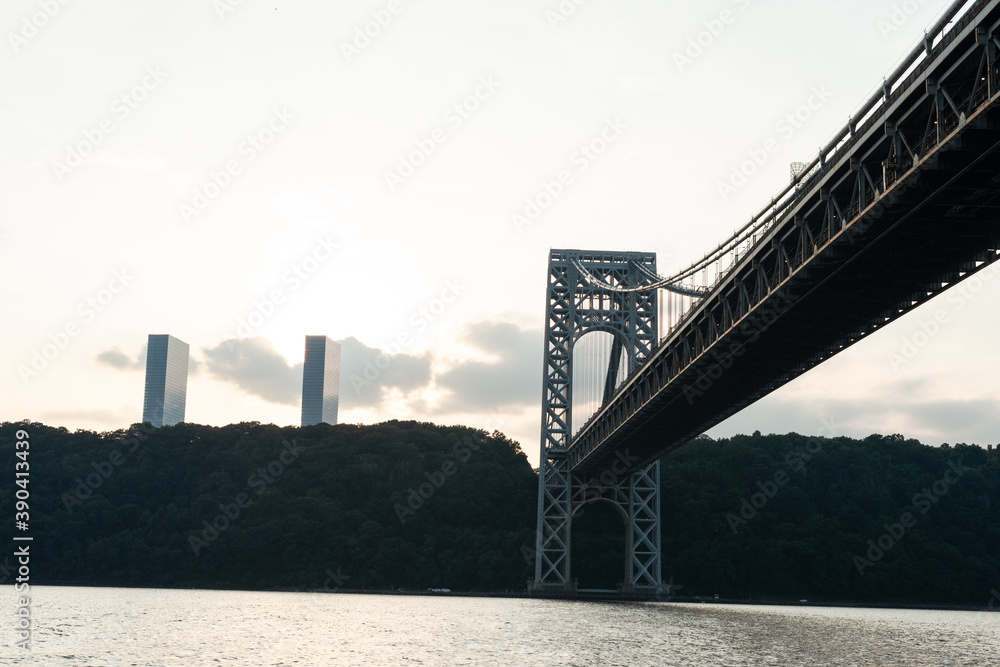 Fototapeta premium view of a bridge at sunset