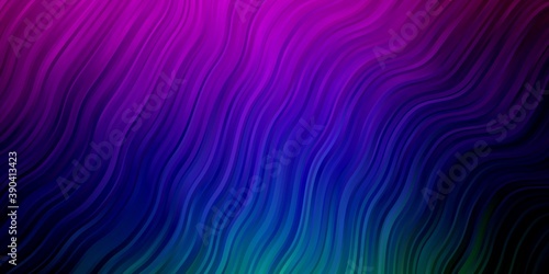 Dark Multicolor vector background with curves.