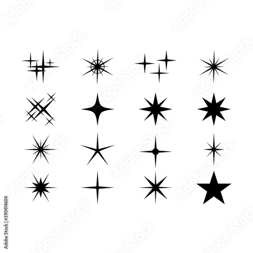 Twinkling star set isolated on white background. Vector illustration Minimal sparkles isolated on white. Star symbols. Vector illustration