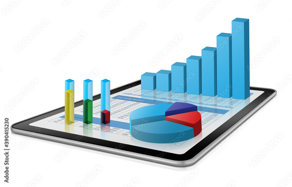 Business growth chart on digital tablet