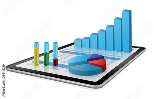 Obraz na płótnie Business growth chart on digital tablet w salonie