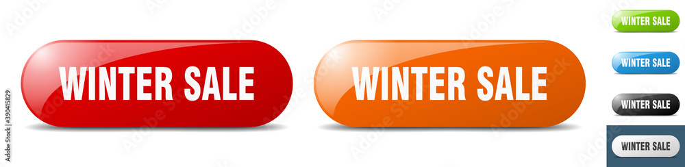 winter sale button. key. sign. push button set winter sale button. key. sign. push button set