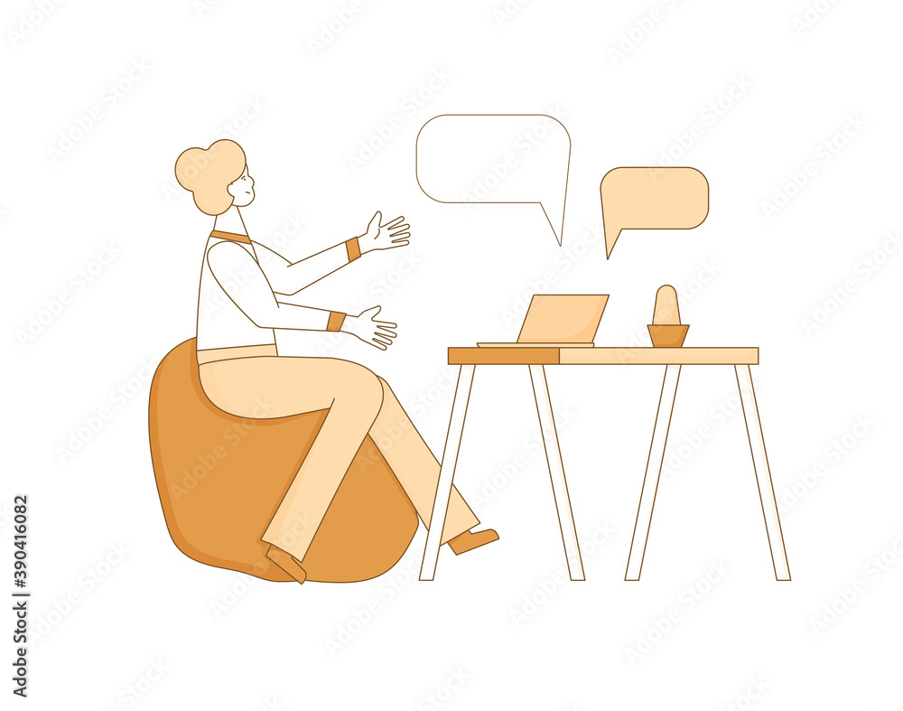 Fototapeta premium Online stress therapy scene. Color vector flat.