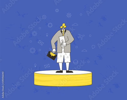 Bleisure concept. Work life balance. Vector person