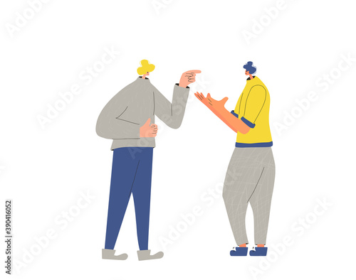 Pair of people conflict. Quarrel vector design.