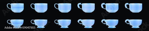 set of mugs. cartoon icon design template with various models. vector illustration isolated on black background