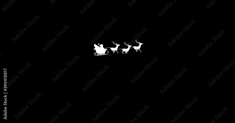 Digital animation of silhouette of santa claus in sleigh being pulled by reindeers Digital animation of silhouette of santa claus in sleigh being pulled by reindeers