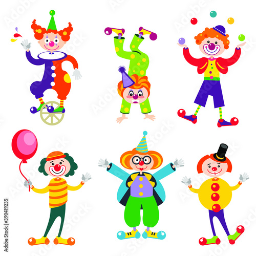 GROUP OF FUNNY VECTOR CLOWNS