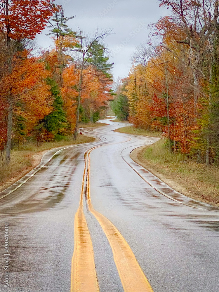 Winding road in Door County, WI