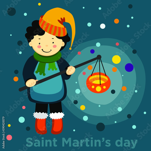Vector illustration for Saint Martin's Day, the laternelaufen day for small kids.
