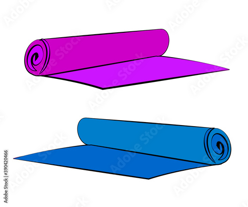 Yoga mat on a white background. Vector illustration.
