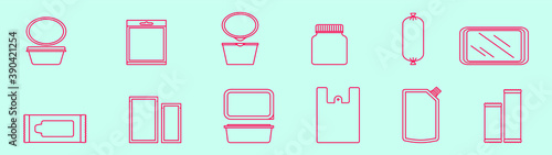 set of plastic packages. cartoon design template with various models. vector illustration isolated on blue background