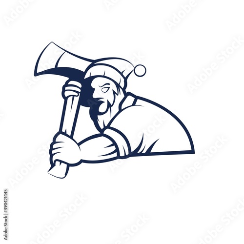 logger mascot logo, outline version. Lumberjack logo in sport style, mascot logo illustration design vector