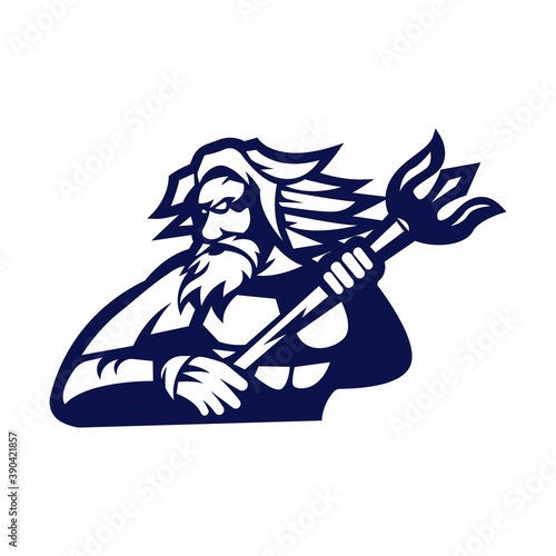 poseidon mascot logo outline version. god logo in sport style, mascot logo illustration design vector