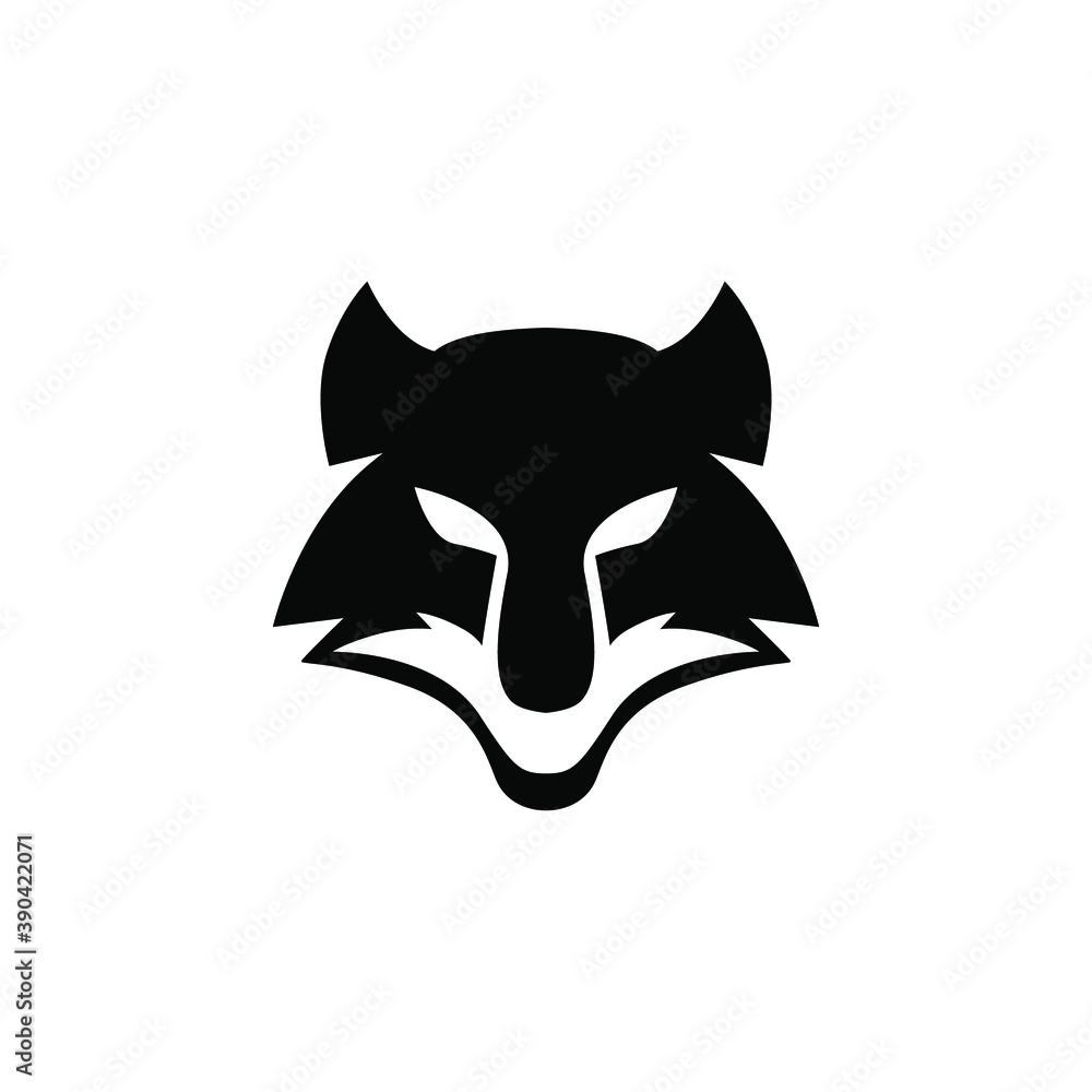 Fototapeta Simple fox head logo template in silhouette concept