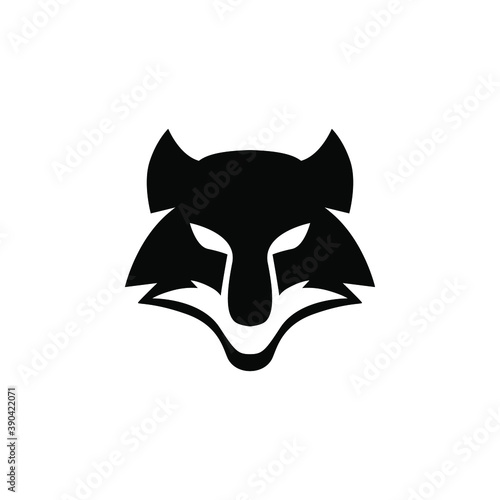 Simple fox head logo template in silhouette concept