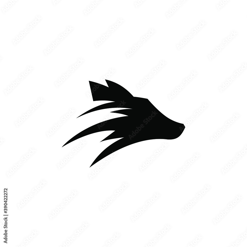 Simple fox head logo template in silhouette concept Simple fox head logo template in silhouette concept