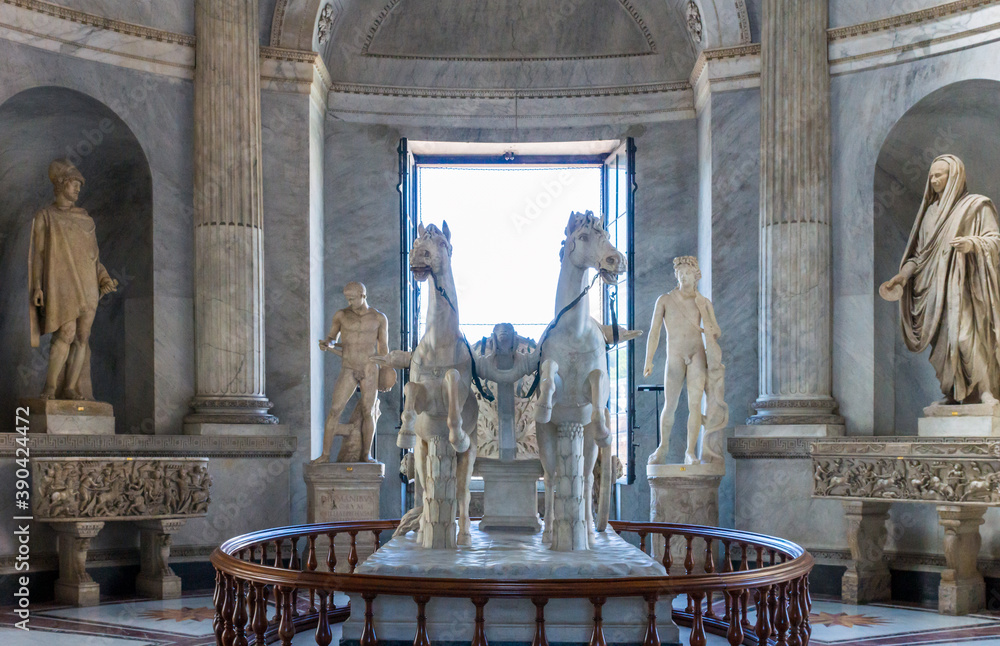 Two horse chariot sculpture room in the vatican city in rome, italy ...