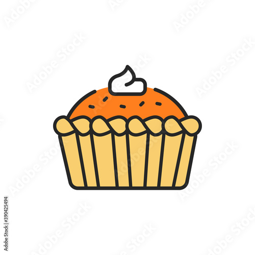 Pie color line icon. Isolated vector element.