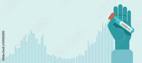 Second wave of coronavirus pandemic. Graph of COVID-19 outbreak, second wave is higher and bigger than the first