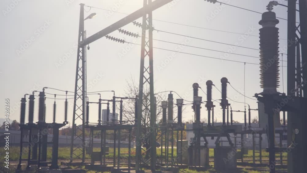 Wide angle, transformation station and electric power plant. Wide angle, transformation station and electric power plant.