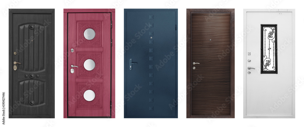 Model of double entrance metal doors isolated on white background Model of double entrance metal doors isolated on white background