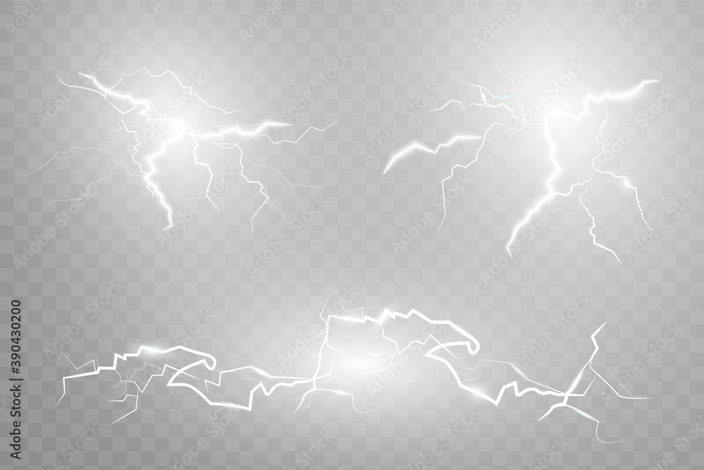 Lightning set. Thunderstorm and lightning Lightning set. Thunderstorm and lightning