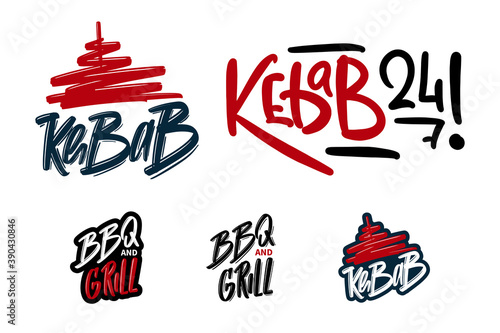 kebab hand drawn lettering logo for business, print and advertising.