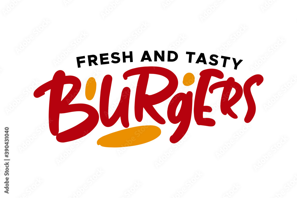 Burgers hand drawn lettering logo for business, print and advertising.