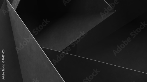 Abstract gray geometric shapes of triangles. Concrete background. 3d Rendering