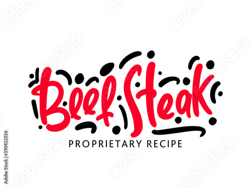 Beef Steak lettering logo for business  print and advertising.