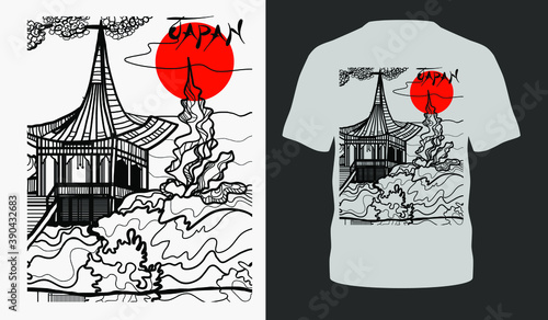 Japanese style popular typography t-shirt design for clothes sale poster banner wallpaper vector