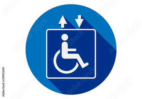 Icono de silla de ruedas en ascensor.