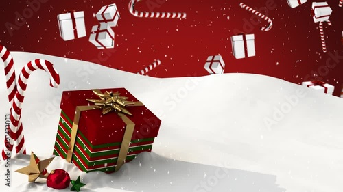 Wallpaper Mural Digital animation of multiple candy cane and gift boxes against christmas gift boxes Torontodigital.ca