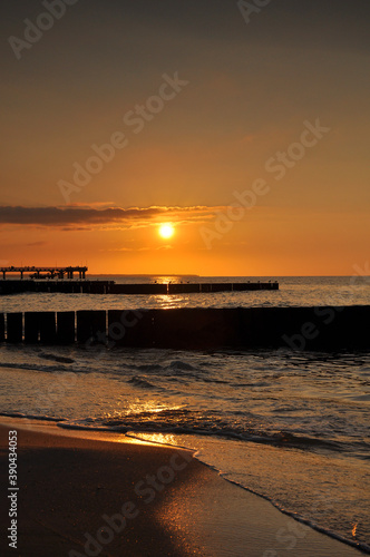 Beautiful sunset on the sea in autumn