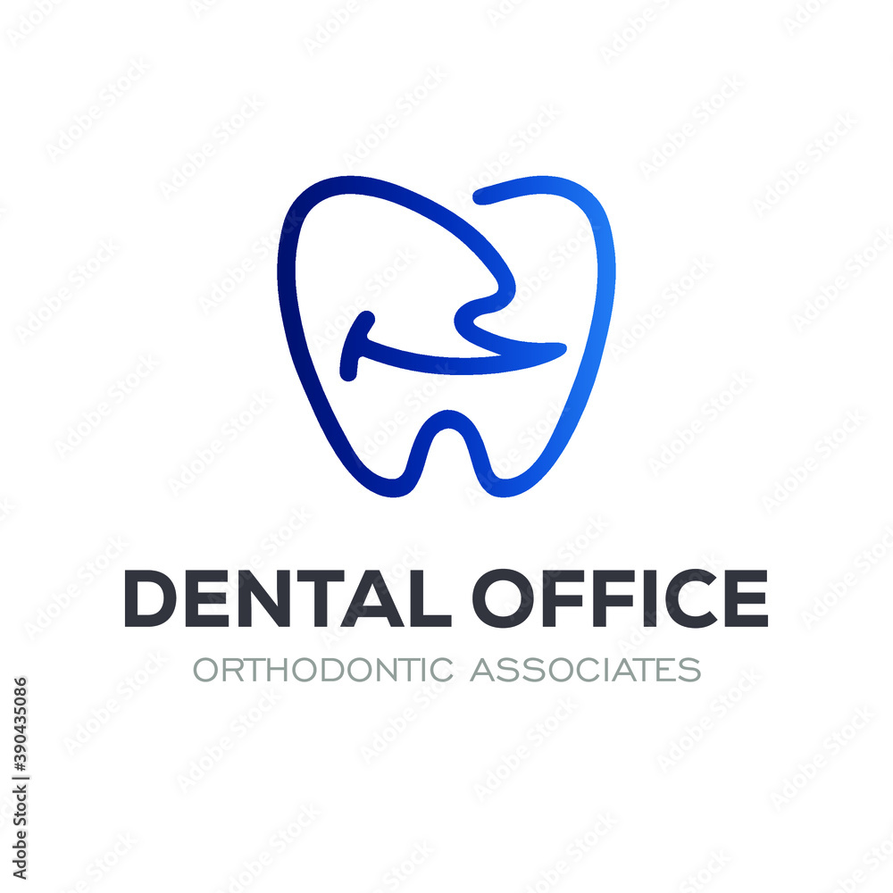 Fototapeta premium Dental Clinic Logo Design Dentist Logo Tooth abstract Linear Dentist stomatology