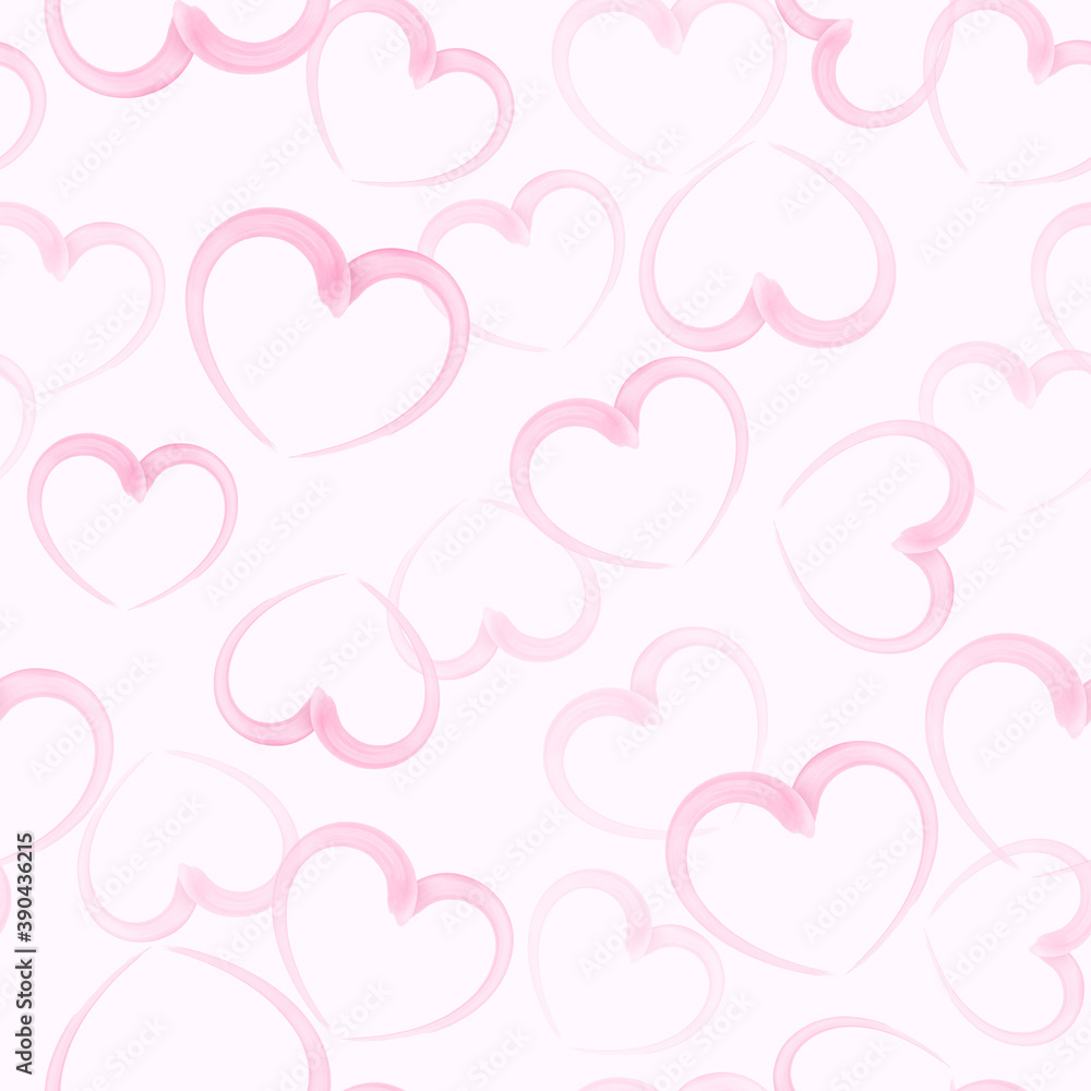Romantic pattern with rotated painted hearts Romantic pattern with rotated painted hearts