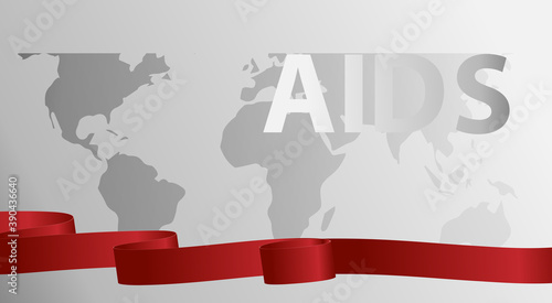 Awareness About AIDS. World day of fight against AIDS. red ribbon and planet earth. Vector illustration of EPS10.Great for printing banners, flyers, and other graphics