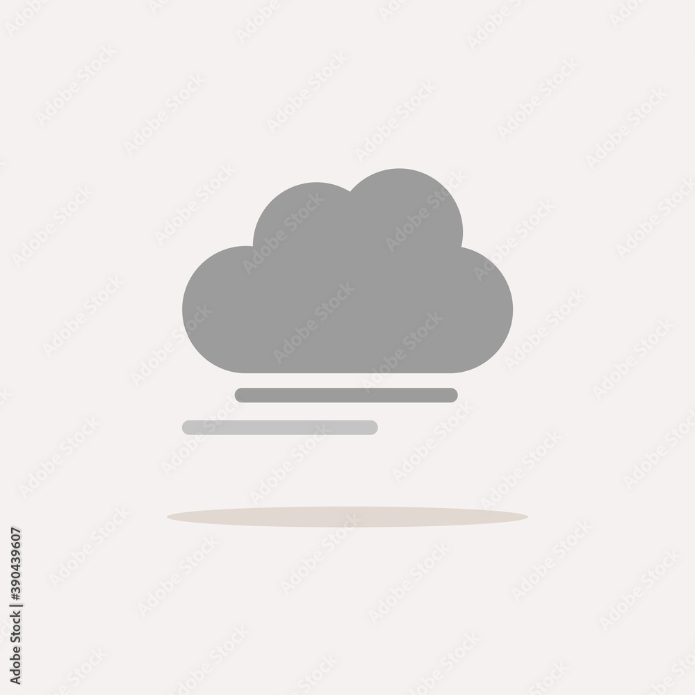 Fog and cloud. Color icon with shadow. Weather vector illustration Fog and cloud. Color icon with shadow. Weather vector illustration