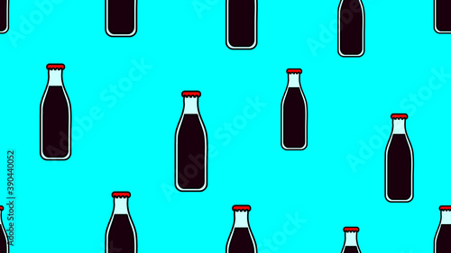 Vector illustation seamless pattern with isolated icons of plactic and glass bottles. World ocean pollution. Separate garbage collection