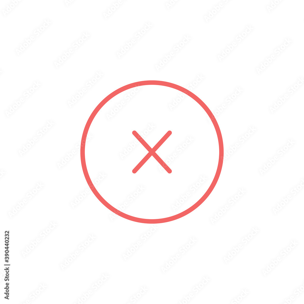 Wrong mark icon. False red symbol. Vector illustration isolated on white. Wrong mark icon. False red symbol. Vector illustration isolated on white.