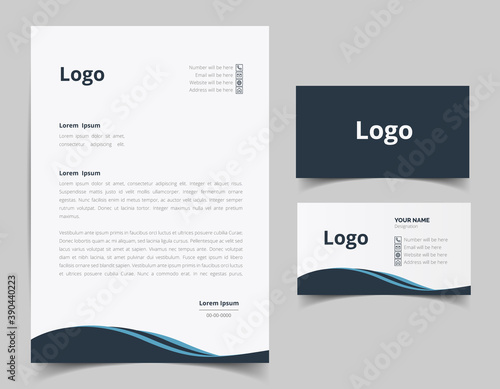 Letterhead and business card template design. Modern Creative & Clean business style with corporate pattern. letterhead design set. business card set. full vector file 