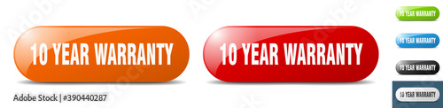 10 year warranty button. key. sign. push button set