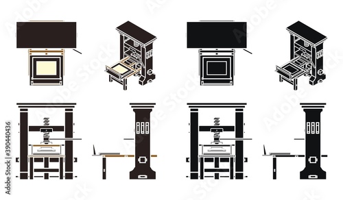 Gutenberg printing press, without outline.