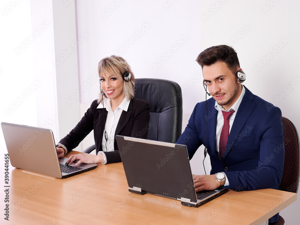 Operators with positive aptitude answering customer calls Operators with positive aptitude answering customer calls