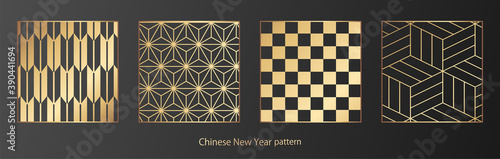  春節、中国、中華、旧正月、正月、和柄素材、伝統模様、パターン、セット、和柄
