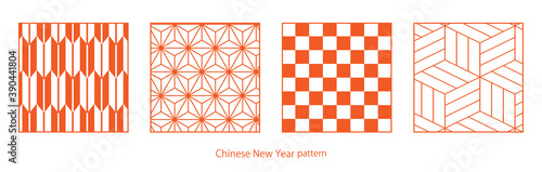  春節、中国、中華、旧正月、正月、和柄素材、伝統模様、パターン、セット、和柄