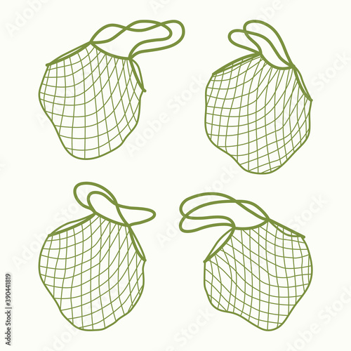 Vector illustration of isolated reusable grocery shopping bags. Ecology care