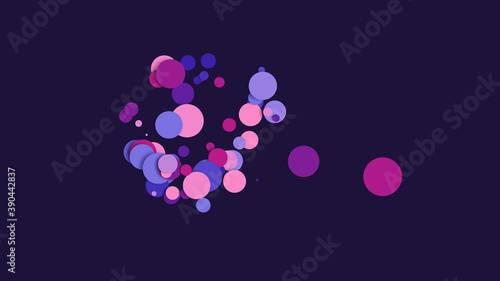 Colourful multi-sized paper confetti circles scattered on violet background